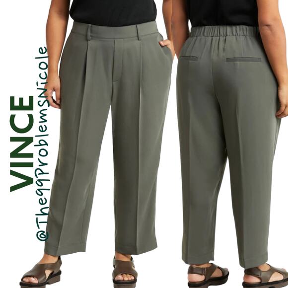Vince Mid Rise Tapered Pull Pants in Green - Picture 6 of 8